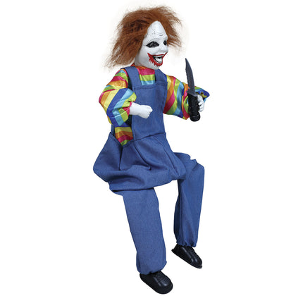 Bambola clown di Halloween con luci e suoni 70 cm