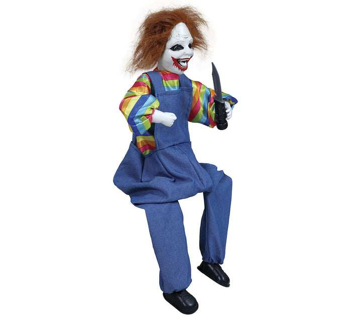 Bambola clown di Halloween con luci e suoni 70 cm