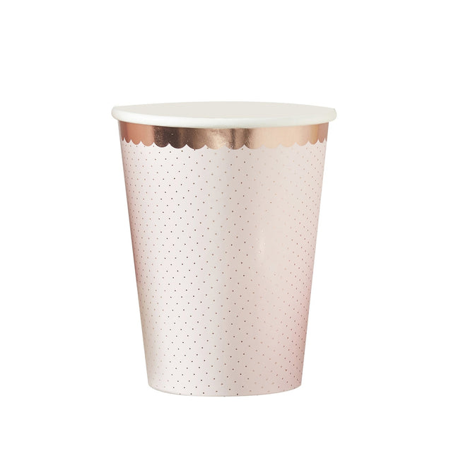 Tazze oro rosa a pois 260ml 8pz