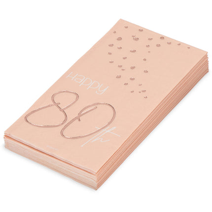 Tovaglioli 80 Anni Oro Rosa 33cm 10pz