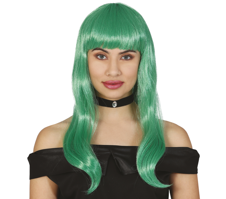 Parrucca verde a metà capelli lunghi