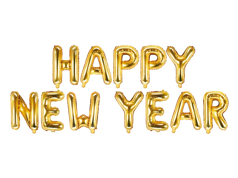 Set di palloncini a forma di lettera Buon Anno Oro Vuoto 4,22m