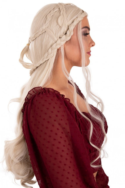 Parrucca Queen Dainerys lunga con trecce bionde