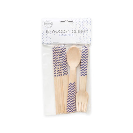 Set di posate in legno blu 18 pezzi