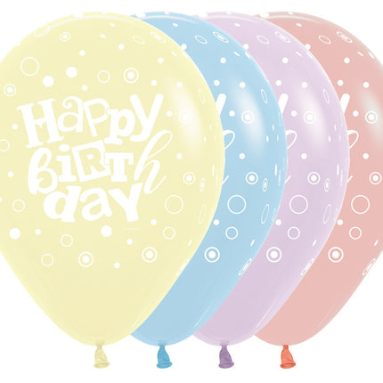Palloncini Happy Birthday Festival Pastello Matte Mix 30cm 25pz