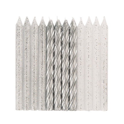 Candele Argento Metallizzato 7cm 24pz