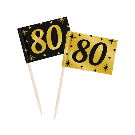 Bastoncini da cocktail 80 anni 6,5 cm 50 pezzi