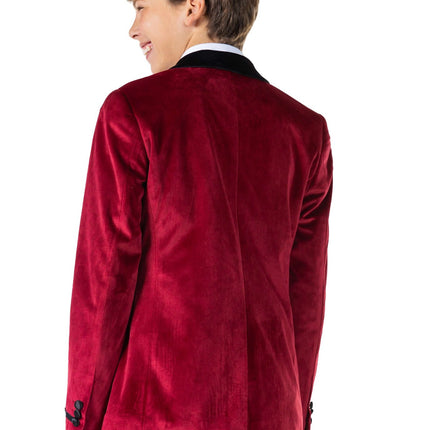 Blazer in velluto rosso bordeaux da ragazzo <tc>OppoSuits</tc>