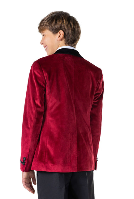 Blazer in velluto rosso bordeaux da ragazzo <tc>OppoSuits</tc>
