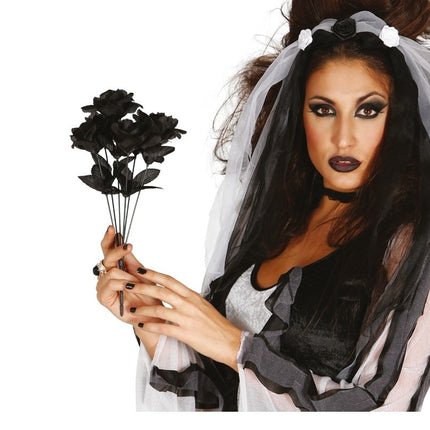Ramo di rose nere di Halloween 35 cm