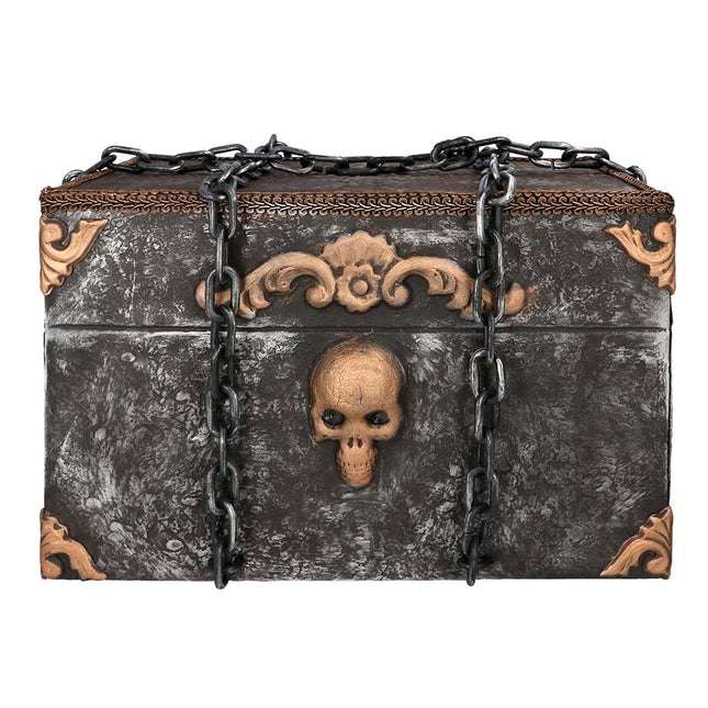Bambola di Halloween Pirata Forziere con movimento, luci e suoni 50 cm