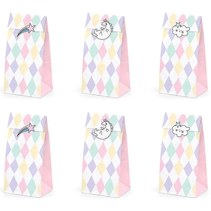 Sacchetti di condivisione Unicorno di carta 18cm 6pz