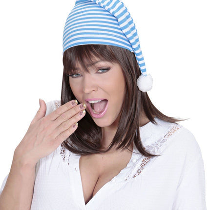 Cappello da notte blu e bianco