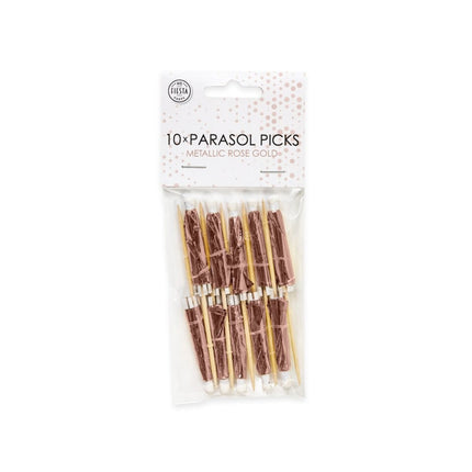 Picks da cocktail in oro rosa Parasol 10cm 10pz