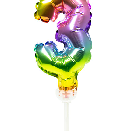 Palloncino in foil Figura 3 Arcobaleno 13cm con bastoncino