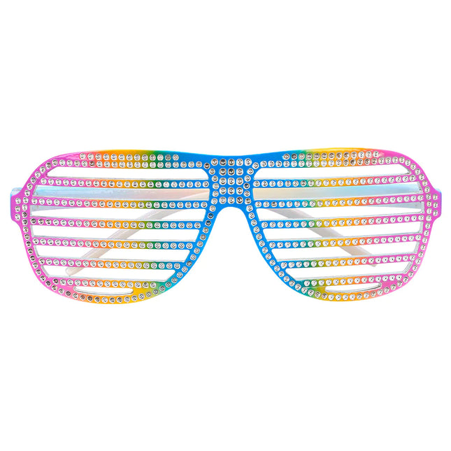 Occhiali arcobaleno a strisce glitterate