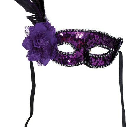 Maschera occhi veneziana con paillettes viola