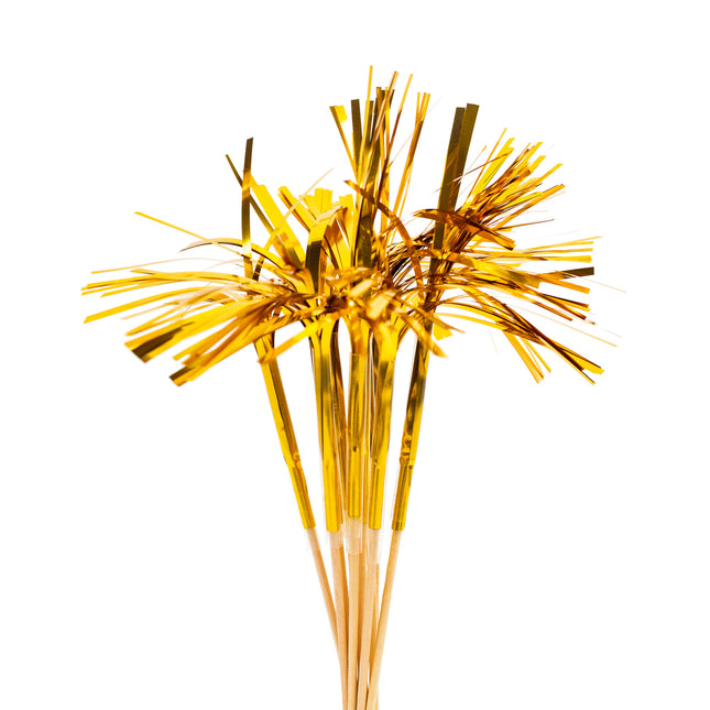 Bastoni da cocktail dorati Parasole lungo 10 pezzi