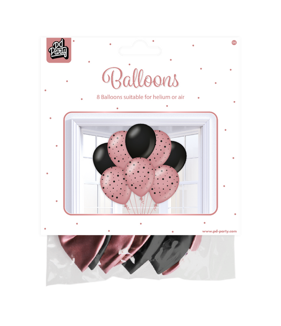 Palloncini oro rosa nero 30cm 6pz
