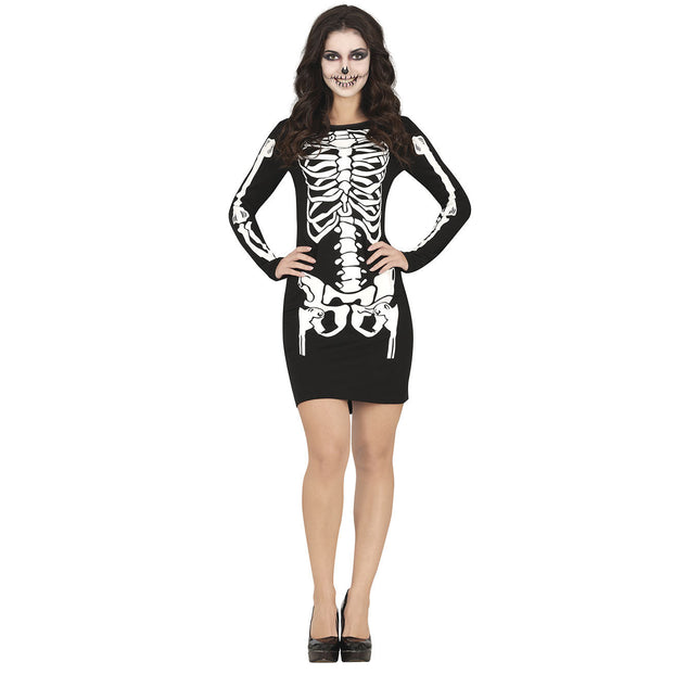 Vestito da scheletro di Halloween da donna nero rosso