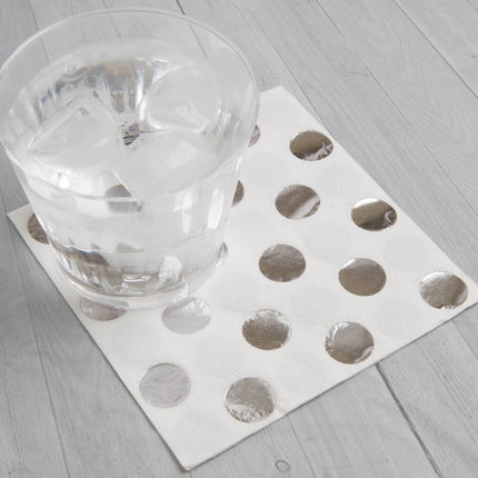 Tovaglioli argentati con coriandoli 25cm 16pz