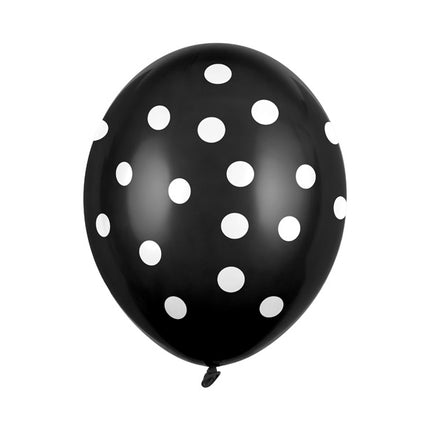Palloncini neri a pois bianchi 30 cm 6 pezzi