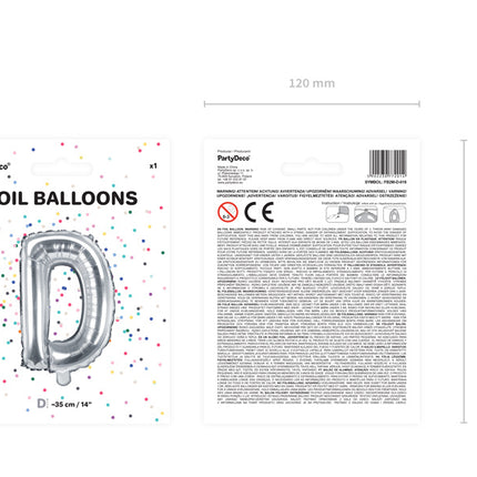 Palloncino in foil Lettera D Argento Vuoto 35cm