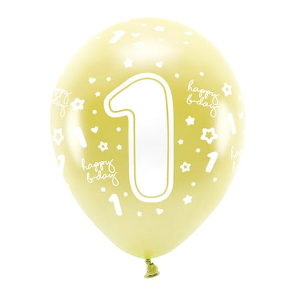 Palloncini 1 Anno Oro 33cm 6pz