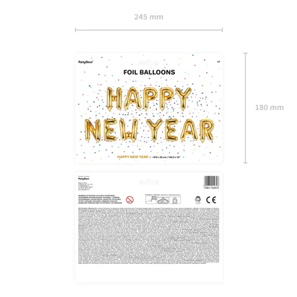 Set di palloncini a forma di lettera Buon Anno Oro Vuoto 4,22m