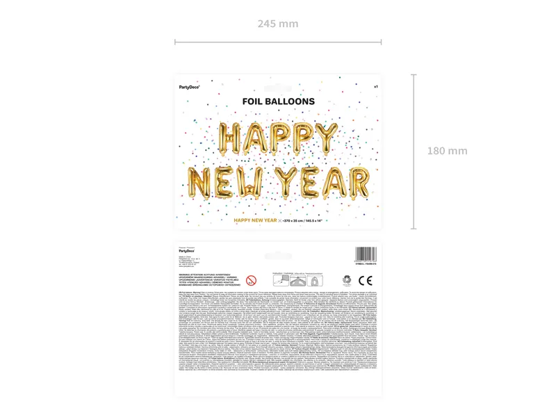 Set di palloncini a forma di lettera Buon Anno Oro Vuoto 4,22m