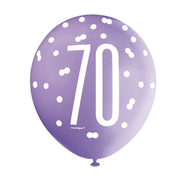 Palloncini 70 anni a pois 30cm 6pz