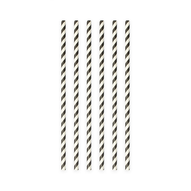 Cannucce di carta a righe nere 19,7 cm 20 pezzi