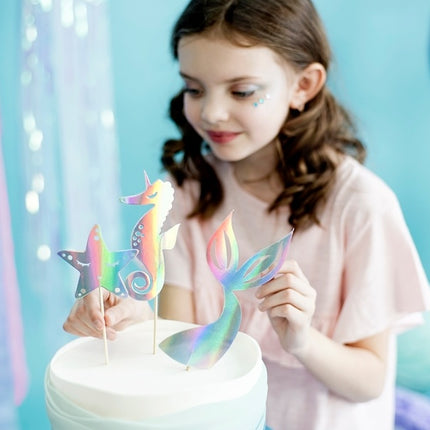 Set di cake topper a forma di sirena 3 pezzi