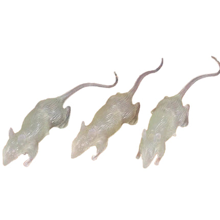 Decorazione da tavolo Ratti che brillano al buio 7 cm 3 pezzi