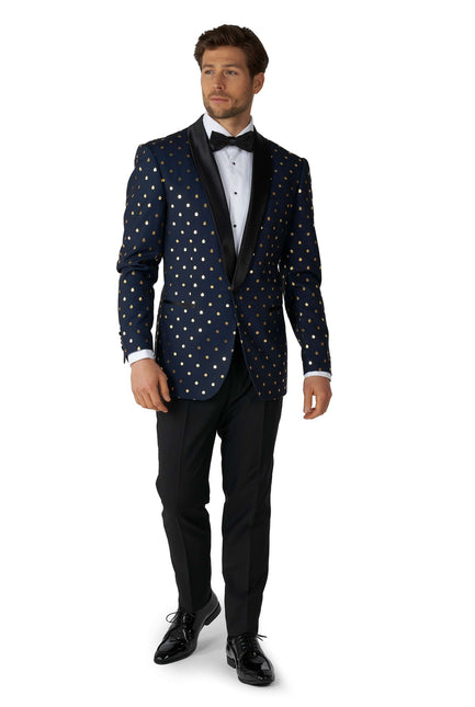 Smoking da uomo a pois blu scuro e oro <tc>OppoSuits</tc>