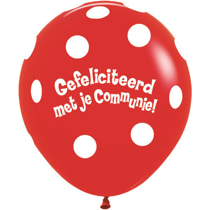 Palloncini comunione a pois rossi 45cm 25pz