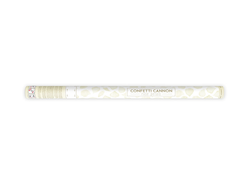 Cannone di coriandoli alla crema di vaniglia con petali di rosa 80cm