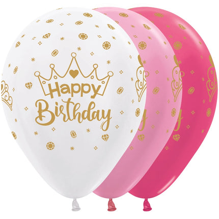 Palloncini Buon Compleanno Corona 30cm 25pz