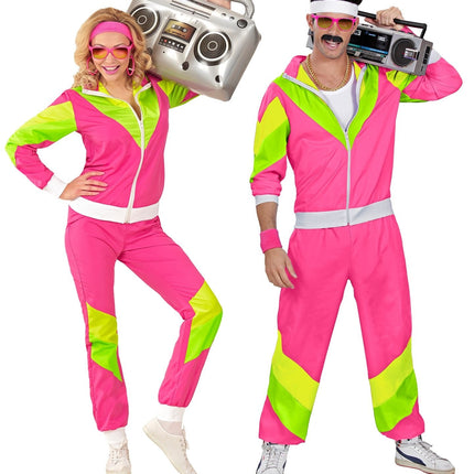 Tuta da ginnastica Neon 80S Verde Rosa