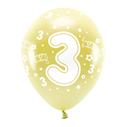 Palloncini 3 anni oro 33cm 6pz