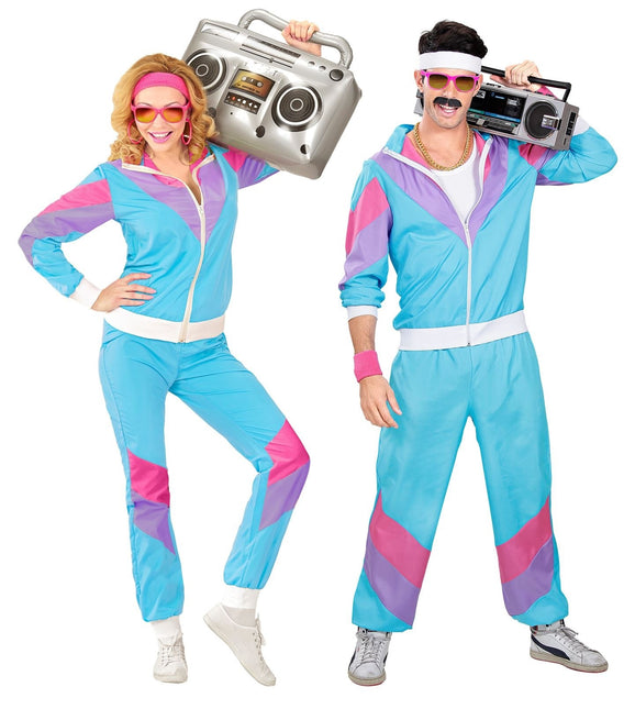 Neon 80S Tuta da ginnastica Fault Blu