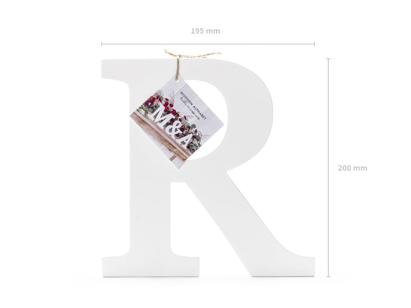 Lettera R bianca in legno 20 cm