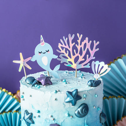 Cake topper Creature marine 15,5 cm 4 pezzi