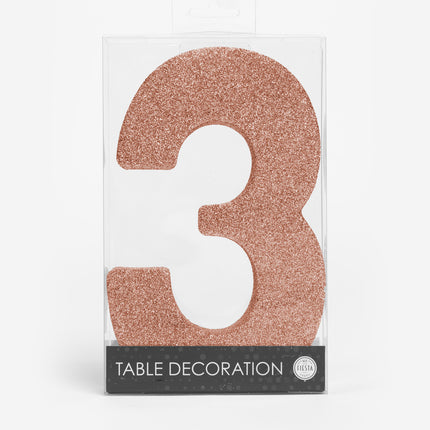 Decorazione da tavolo oro rosa Figura 3 Glitter 20,5 cm