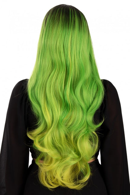 Parrucca Selena lunga con riccioli verde