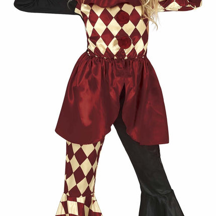 Costume di Halloween da clown dell'orrore per ragazza rosso