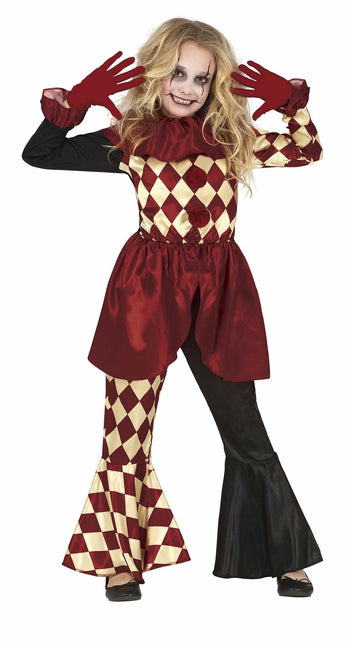 Costume di Halloween da clown dell'orrore per ragazza rosso