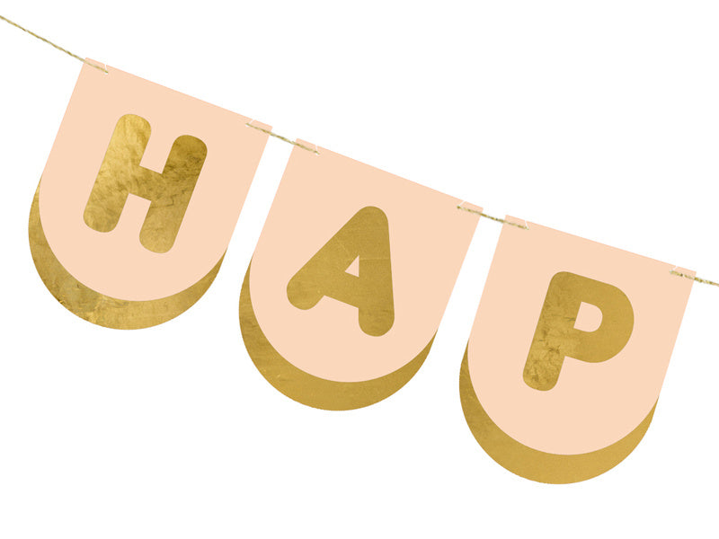 Ghirlanda di lettere di buon compleanno rosa 1,5 m