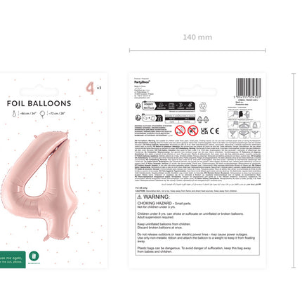 Palloncino a 4 anni Rosa Chiaro Vuoto 72cm