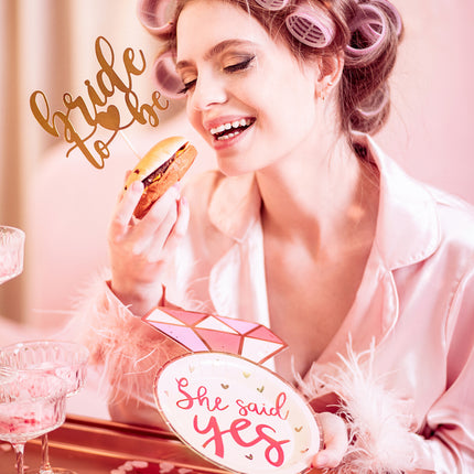 Cake topper rosa oro Sposa da 17,5 cm